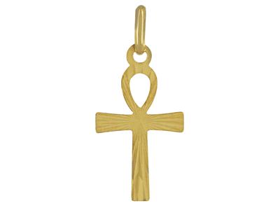 Colgante, Cruz Egipcia Plana Pequeña, 17 Mm, Oro Amarillo De 18 Quilates