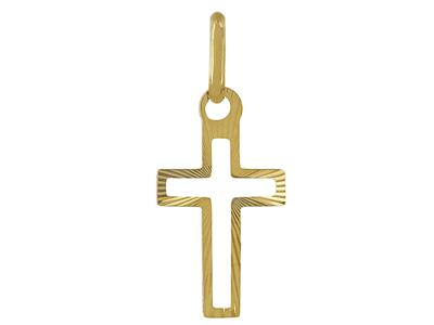 Colgante Cruz Plana, 17 Mm, Oro Amarillo De 18 Quilates