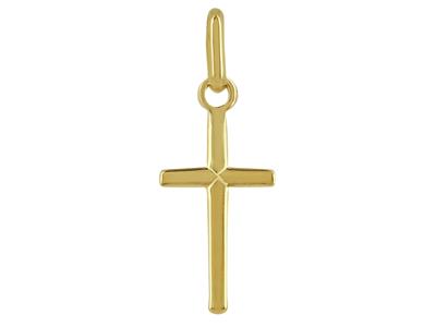 Colgante Tubo Cruzado, Modelo Mediano 15 Mm, Oro Amarillo 18k