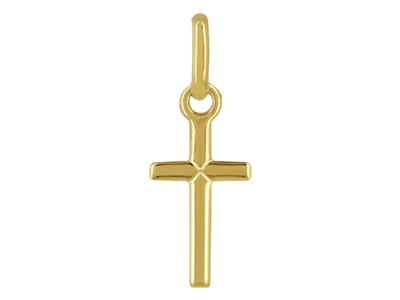 Colgante Cruz De Tubo, 10 X 6 Mm, Oro Amarillo De 18 Quilates