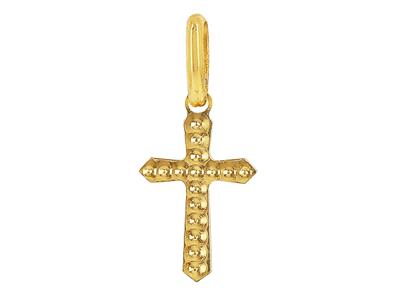Colgante Pequeño Con Forma De Cruz Cincelada, 11 X 7 mm, Oro Amarillo De 18 K - Imagen Estandar - 1