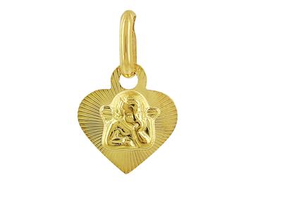 Colgante De Angel Sobre Corazon, 8 X 7 Mm, Oro Amarillo De 18 Quilates - Imagen Estandar - 1