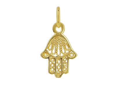 Colgante Mano De Fatima 10 X 15 Mm, Oro Amarillo 18k