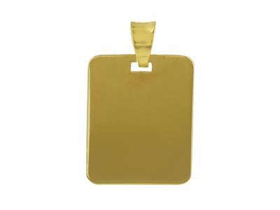 Colgante, Placa De Identificacion Rectangular Lisa, 17 X 14 Mm, Oro Amarillo De 18 Quilates
