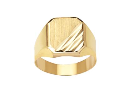 Chevalière Cuadrado Liso 2 Lneas 14 Mm, Oro Amarillo 18k, Dedo 62 Cerrado