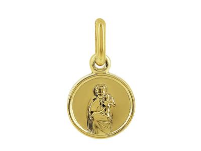 Medalla De San Cristobal 8 Mm, Oro Amarillo 18k