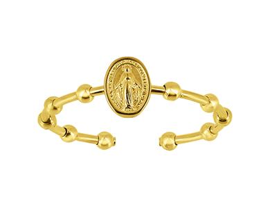 Anillo Abierto, Virgen Milagrosa, 6 Mm, Oro Amarillo 18k