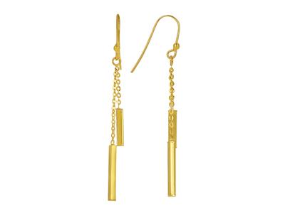 Pendientes De Gota, Tubo Graduado De 2 MM Sobre Cadena, Oro Amarillo De 18 Quilates