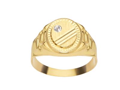 Anillo De Sello Ovalado 13 Mm, Oro Amarillo 18k, Dedo 56 Cerrado