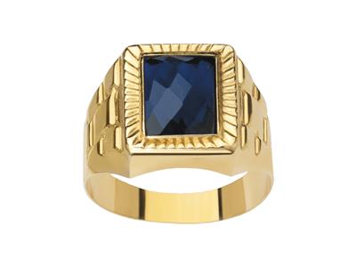 Anillo De Sello Grande De Óxido De Color Azul, 16 mm, Oro Amarillo De 18 Quilates, Tamaño 60 Cerrada - Imagen Estandar - 1