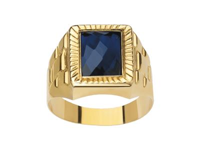 Anillo De Sello De Oxido Azul De 16 MM De Ancho, Oro Amarillo De 18 Quilates, Dedo 64 Cerrado