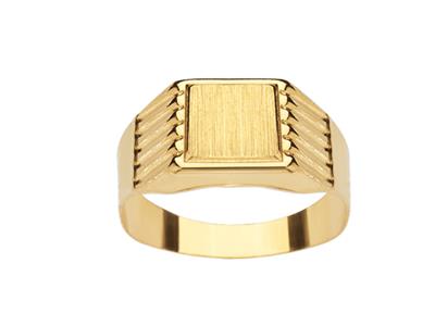 Anillo De Sello Cuadrado, Modelo Pequeño 9 Mm, Oro Amarillo 18k, Dedo 52 Cerrado - Imagen Estandar - 1