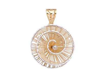 Colgante Tourbillon Roscado, 24 X 35 Mm, Oro Bicolor De 18 Quilates