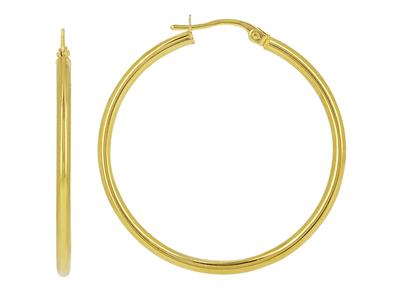 Pendientes De Aro, Tubo Redondo Liso De 2 Mm, Diametro Interior De 30 Mm, Oro Amarillo De 18 Quilates - Imagen Estandar - 1