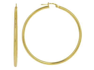 Pendientes De Aro, Tubo Redondo Liso 2 Mm, Diametro Interior 40 Mm, Oro Amarillo 18k - Imagen Estandar - 1
