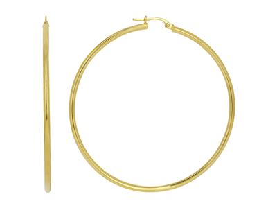 Pendientes De Aro, Tubo Redondo Liso 2 Mm, Diametro Interior 50 Mm, Oro Amarillo 18k - Imagen Estandar - 1