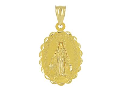 Medalla Virgen Mara 25 X 18 Mm, Bordes Festoneados, Oro Amarillo 18k
