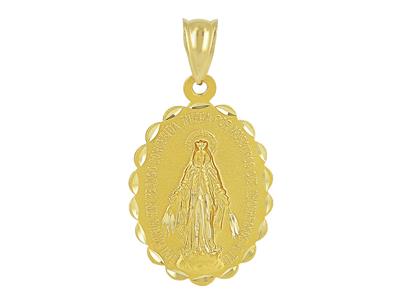 Medalla Virgen María 25 X 18 Mm, Bordes Festoneados, Oro Amarillo 18k - Imagen Estandar - 1