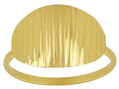 Anillo Pastilla Estriada Oval, Modelo Pequeño, Oro Amarillo 18k, Dedo 56