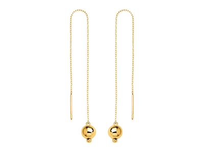 Pendientes Bola De 6 MM En Cadena De 10 Cm, Oro Amarillo De 18 Quilates - Imagen Estandar - 1