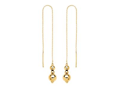 Pendientes 3/4/6 MM Bolas En Cadena De 10 Cm, Oro Amarillo 18k - Imagen Estandar - 1