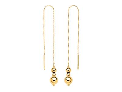 Pendientes 346 MM Bolas En Cadena De 10 Cm, Oro Amarillo 18k