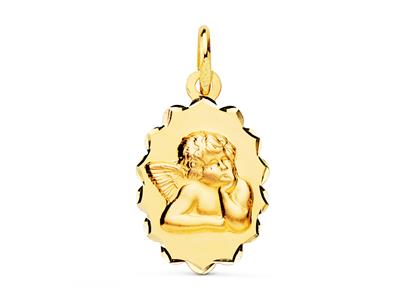 Medalla De Angulo Ovalada Hueca Y Ligera 16 X 12 Mm, Oro Amarillo 18k - Imagen Estandar - 1
