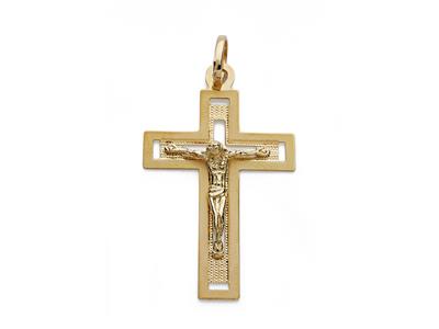 Colgante Cruz De Cristo, Ahuecado 35 X 22 Mm, Oro Amarillo 18k