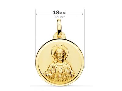 Medalla Escapulario Hueco, Canto Biselado 18 Mm, Doble Cara, Oro Amarillo 18k - Imagen Estandar - 2