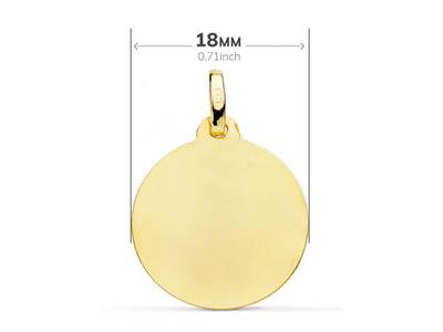 Medalla Redonda De San José, Hueca, Canto Grabado 18 Mm, Oro Amarillo 18k - Imagen Estandar - 2