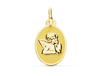 Medalla De Angel, Ovalada Y Hueca, 10 X 17 Mm, Oro Amarillo De 18 Quilates - Imagen Estandar - 1