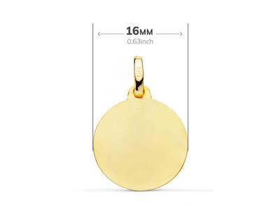 Medalla De Angel Con Pajaro, Hueco 16 Mm, Bordes Grabados, Oro Amarillo 18k - Imagen Estandar - 2