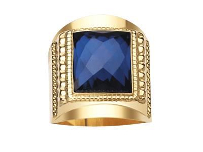 Anillo De Sello Cuadrado, Grabado 24 Mm, Oxido Azul, Oro Amarillo 18k, Dedo 66 Cerrado - Imagen Estandar - 1