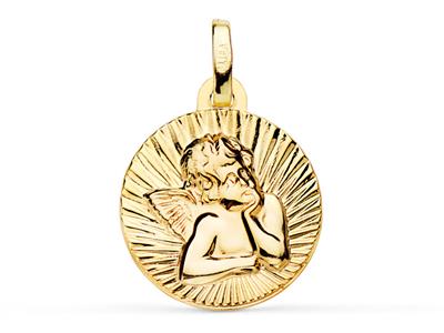 Medalla Ángel Hueco 14 Mm, Oro Amarillo 18k