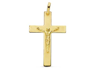 Colgante Cruz De Cristo, 30 X 20 Mm, Oro Amarillo De 18 Quilates