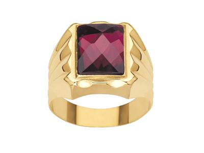 Anillo De Sello Cuadrado 15 mm, Óxido Rojo, Oro Amarillo De 18 K, Tamaño 60 - Imagen Estandar - 1