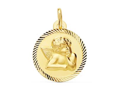 Medalla De Angel, Hueco Claro 16 Mm, Oro Amarillo 18k - Imagen Estandar - 1