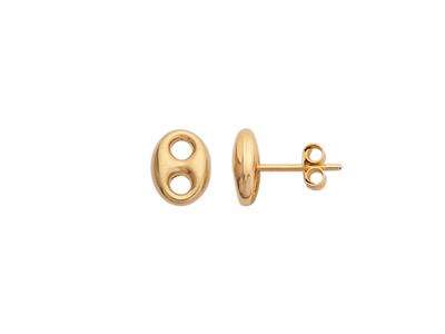 Pendientes Grano De Café Hueco Liso 4,70 X 6,50 Mm, Oro Amarillo 18k