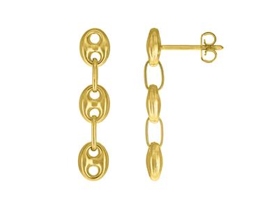 Pendientes Colgantes Lineales 3 Granos De Caf{ 4,70 Mm, Oro Amarillo De 18 Kt - Imagen Estandar - 1