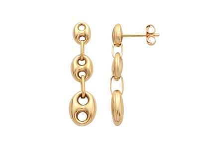 Pendientes De Gota 3 Granos De Café 4,7-6-7,3 Mm, Oro Amarillo 18k