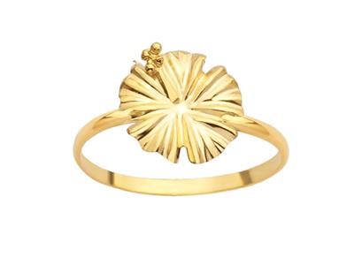 Anillo Hibisco 11 Mm, Oro Amarillo 18k, Dedo 52