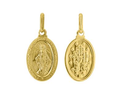 Medalla Virgen Milagrosa Hueca, 15 X 11 Mm, Oro Amarillo 18k - Imagen Estandar - 1