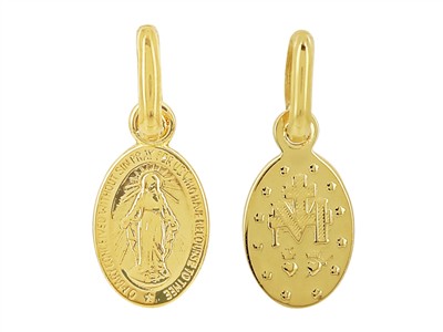 Medalla Virgen Milagrosa Hueca 13×9 Mm, Oro Amarillo 18 K - Imagen Estandar - 1