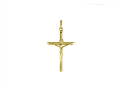 Colgante Cruz Biselada Cristo, 31 X20 Mm, Oro Amarillo 18k - Imagen Estandar - 1