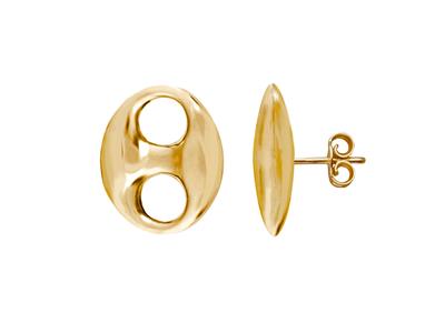 Pendientes Grano De Caf{ Liso 16 X 21 Mm, Oro Amarillo 18k - Imagen Estandar - 1