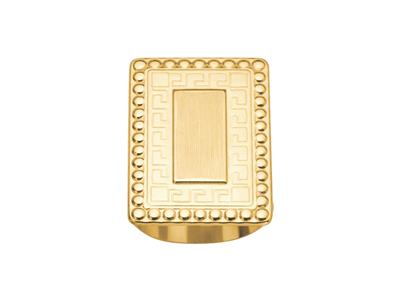 Galleta Chevalière Rectangular, Centro Liso, 34 Mm, Oro Bicolor 18k, Dedo 66