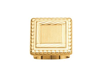 Anillo De Sello Cuadrado, Centro Liso, 26 Mm, Oro Amarillo, Dedo 66