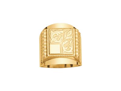 Chevalière Cuadrada Con Motivo, 24 Mm, Oro Amarillo, Dedo 64 - Imagen Estandar - 1
