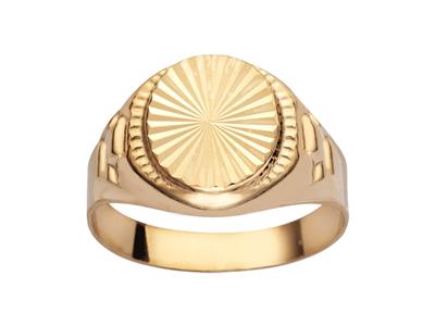 Anillo De Sello Redondo, Oro Amarillo De 18 Quilates, Dedo 56 Cerrado