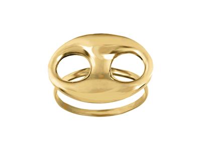 Anillo En Grano De Caf, Liso, 16 X 21 Mm, Oro Amarillo 18 Kt, Dedo 62